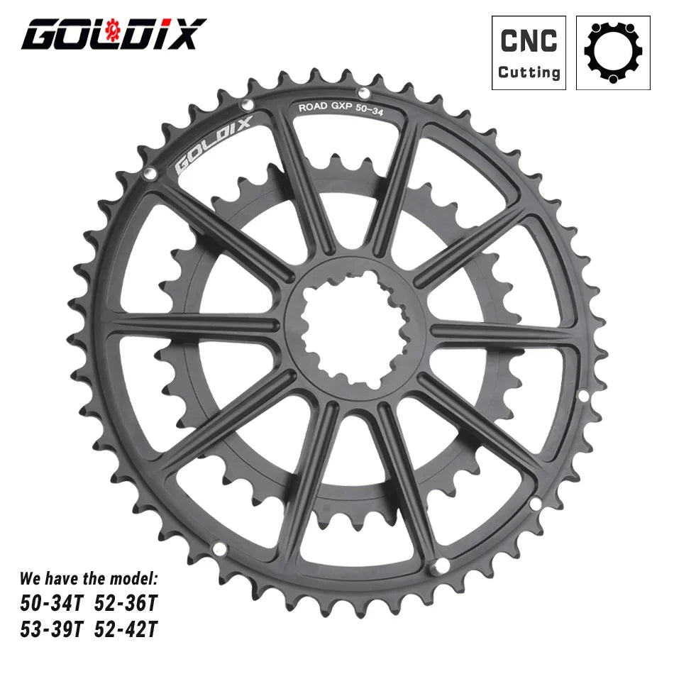 GOLDIX Road Bike Crankset Double 50-34T/52-36T/53-39T Forged Alloy 165–175mm - EXPROTAS