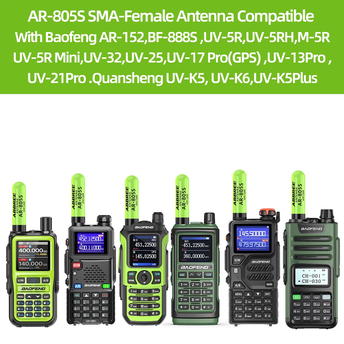 VHF UHF Antenna SMA-Female Dual Band for Baofeng Walkie Talkie Radio