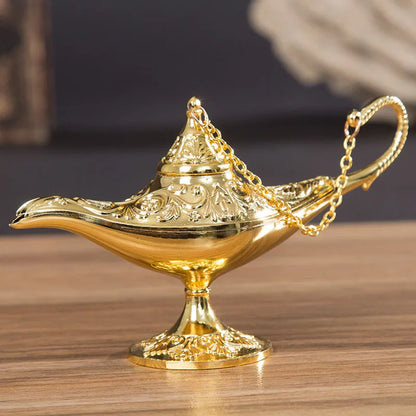 12cm Classic Aladdin Magic Genie Lamp Incense Burner Retro Wishing Oil Decor