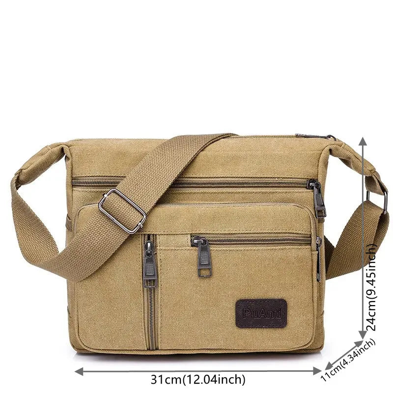 Men's Canvas Shoulder Bag Crossbody Tote Travel Messenger Fashion Handbag