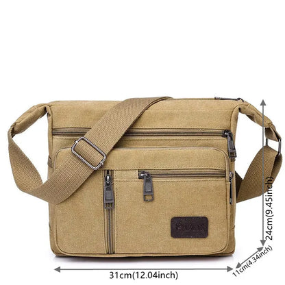 Men's Canvas Shoulder Bag Crossbody Tote Travel Messenger Fashion Handbag