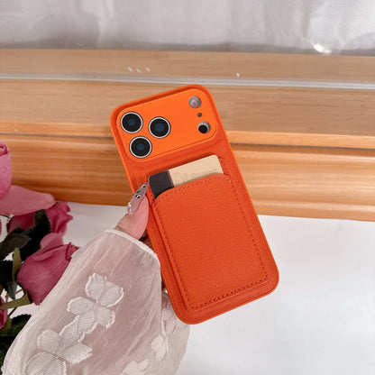 Orange Leather Wallet Case for iPhone 7-17 Air Pro Max Mini XR XS Card Holder