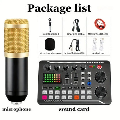 DJ Equipment Microphone Sound Card Console Studio Sound Card Kit Cable Phone Mixing Computer Live Voice Mixer F998 Sound Card-EXPROTAS