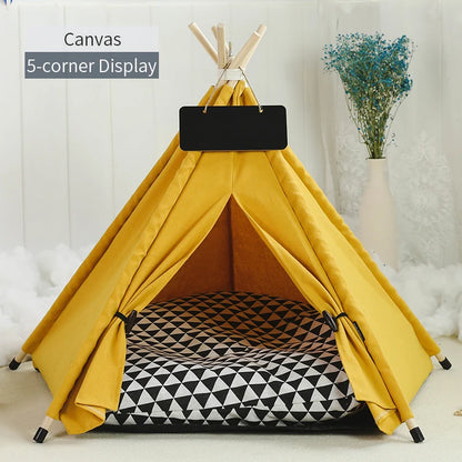 Pet Teepee Tent | Portable Indoor Dog Cat Bed with Cushion and Blackboard