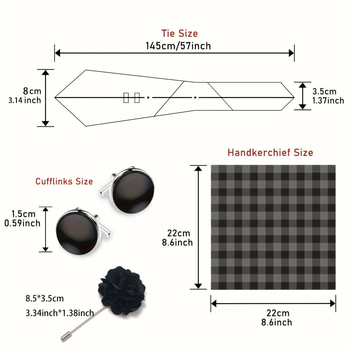 Men's Pocket Square Cufflink Tie Set Wedding Accessories by EXPROTAS