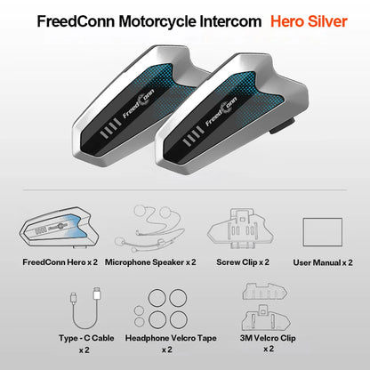 Freedconn Motorcycle Helmet Bluetooth Intercom Headset 6 Riders Music Share