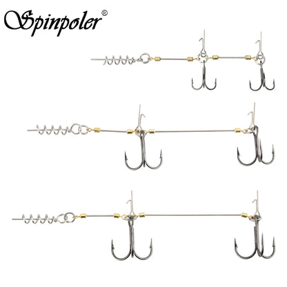 Double Fishing Hooks #6 #1 #1/0 Stinger Rig for Softbait Pike Tackle