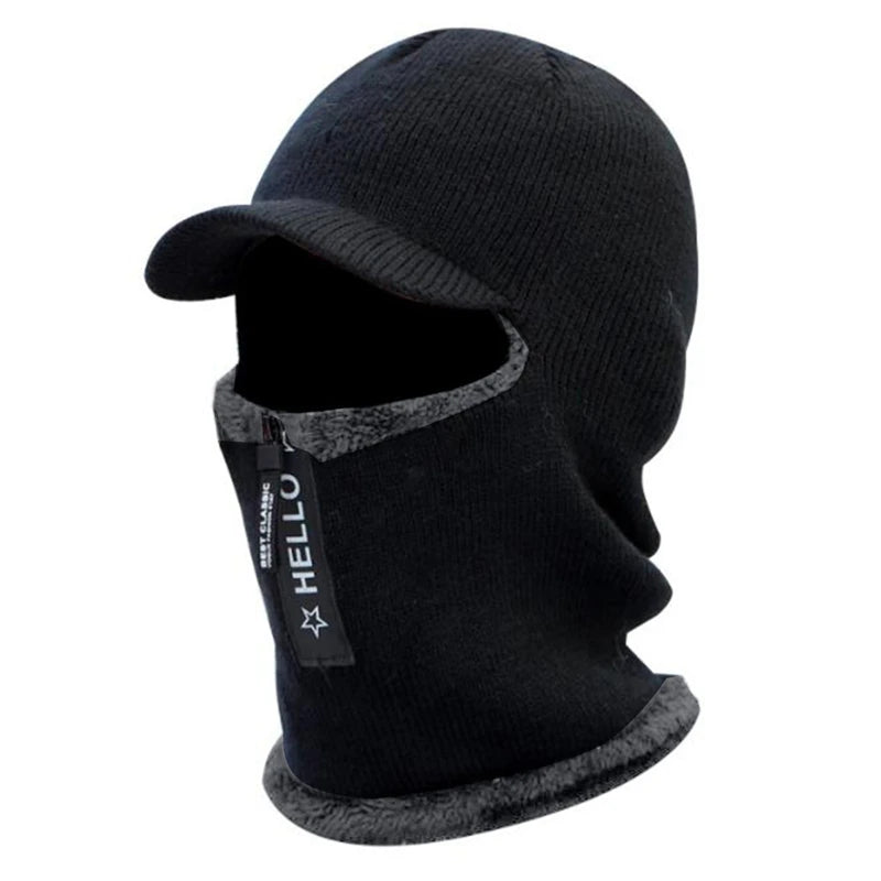 Men's Outdoor Ear Protection Warm Wool Hat Knitted Winter Cap Windproof