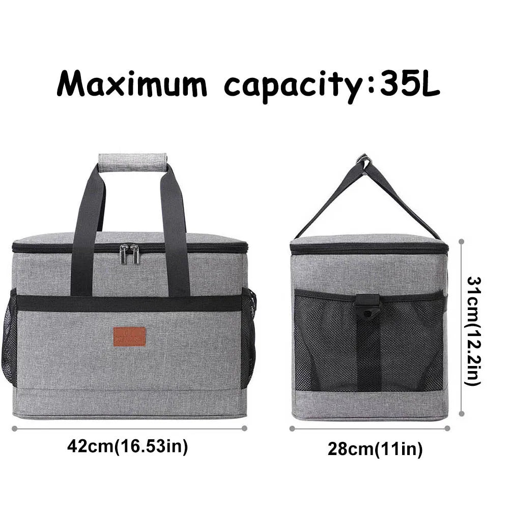 35L Insulated Picnic Lunch Bag Large Collapsible Cooler for Camping Travel
