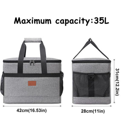 35L Insulated Picnic Lunch Bag Large Collapsible Cooler for Camping Travel
