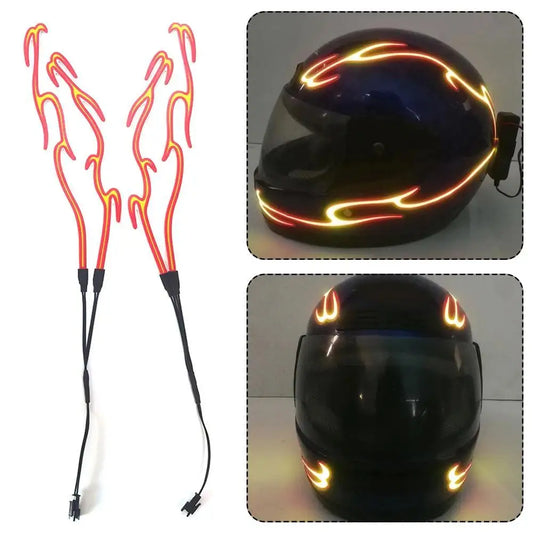 4 in 1 Motorcycle Helmet LED Cold Light Waterproof Strip Sticker Flashing Warning Lights Night Riding Chargeable Accessories-EXPROTAS
