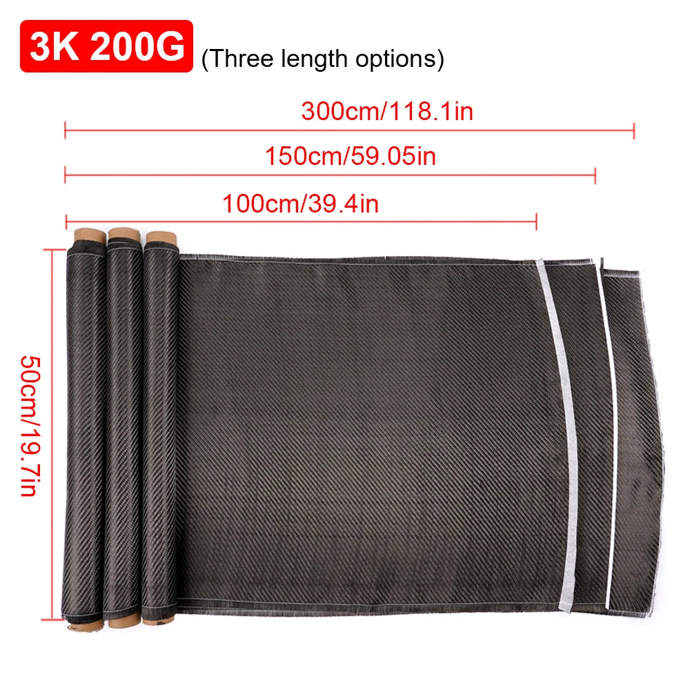 3K 200gsm Carbon Fiber Cloth 50cm/30cm wide Plain Carbon Fabric For Commercial Car Part Sport Equipment-EXPROTAS