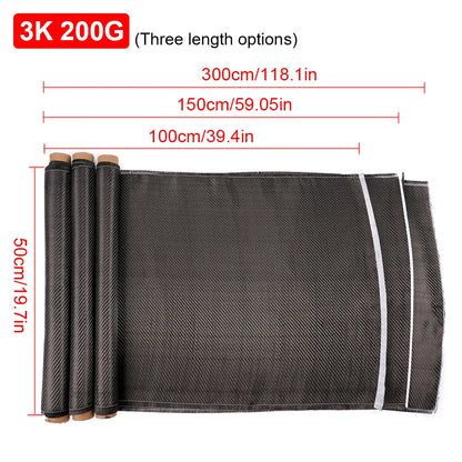 3K 200gsm Carbon Fiber Cloth 50cm/30cm wide Plain Carbon Fabric For Commercial Car Part Sport Equipment-EXPROTAS