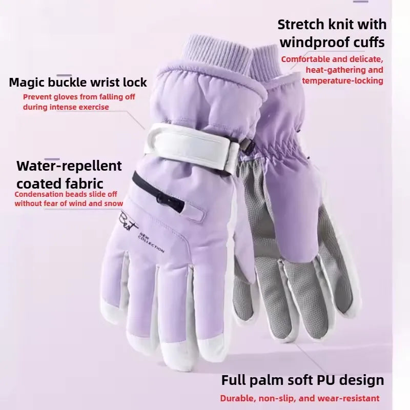 Winter Thermal Waterproof Touchscreen Ski Gloves Men Women Non-Slip