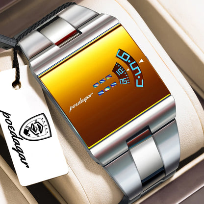 Stainless Steel Poedagar Men's Quartz Watch Waterproof Luminous 39mm
