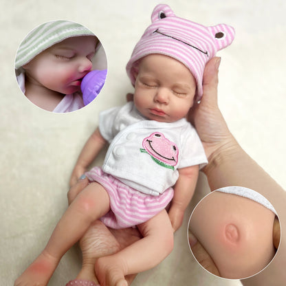 33CM Open Mouth Loulou Full Body Silicone Reborn Doll, Painted Newborn Baby Gift