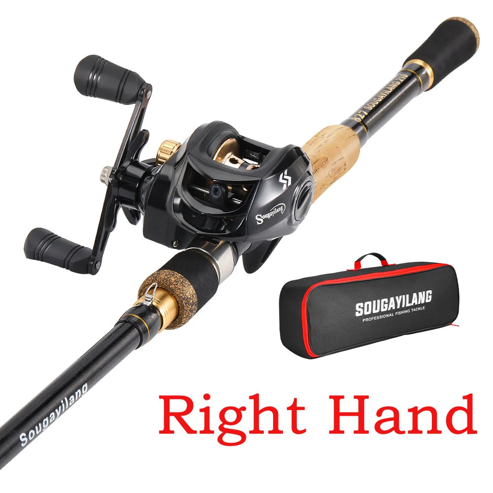 Telescopic Baitcasting Rod Reel Set Sougayilang 1.6-2.1m Fishing Bag Kit