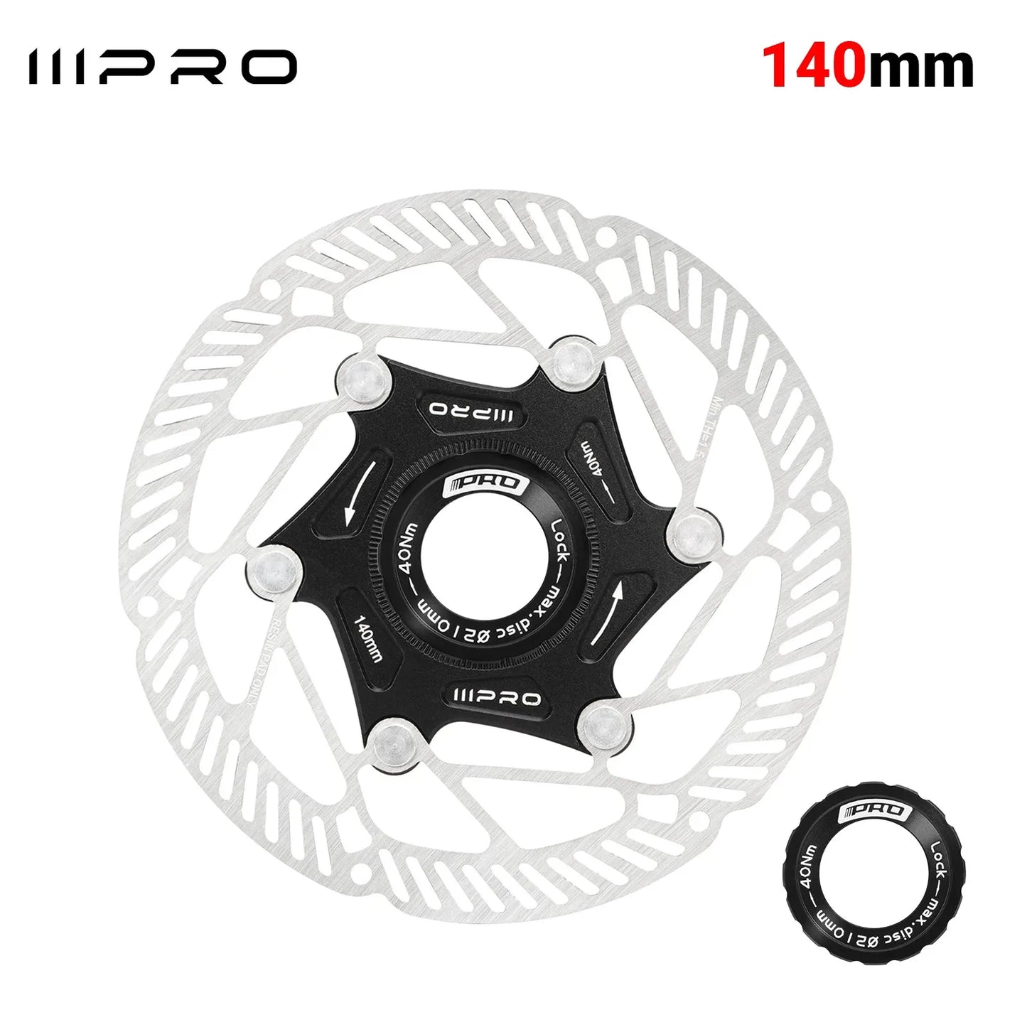 IIIPRO Ultralight Disc Brake Rotor 140/160mm 6-Bolt Center Lock 1.8mm Hollow