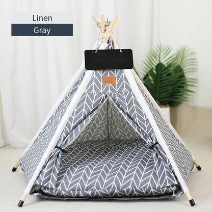 Pet Teepee Tent | Portable Indoor Dog Cat Bed with Cushion and Blackboard