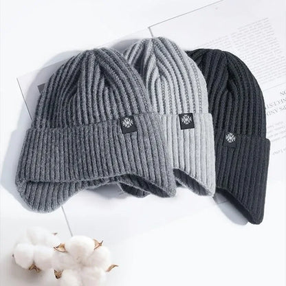 Men's Winter Ear Protection Knitted Hat Warm Peaked Cap Outdoor Beanie