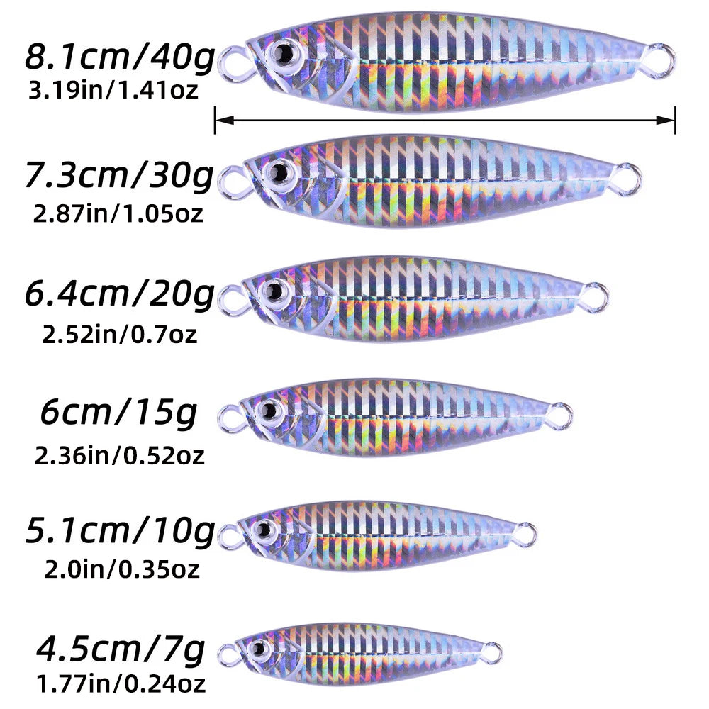Aorace 5Pcs Metal Jig Lure Cast Spoon 10G 20G 30G 40G Artificial Bait Shore Fishing Jigging Metal Bass Fishing Lure With box