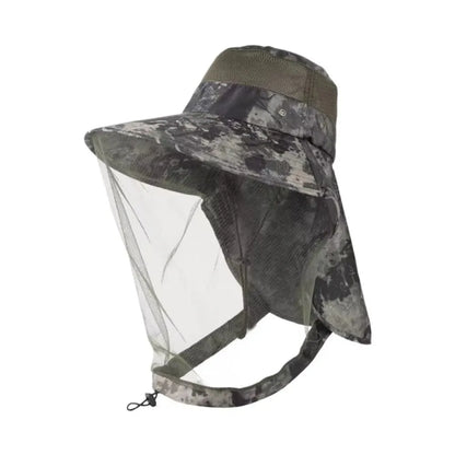 Foldable Mosquito Hat Drawstring Windproof Strap Insect Protection Net