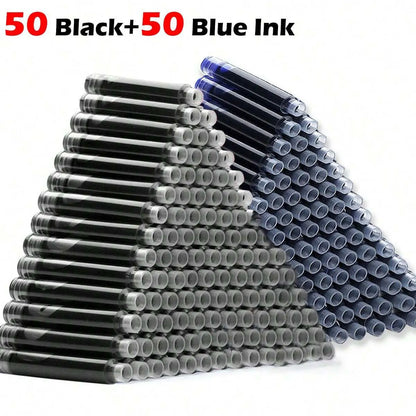 1-100Pcs Retro Metal Fountain Pen Replaceable Ink Elegant Writing Supplies