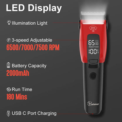 LED Low Noise Professional Pet Hair Clippers Electric Dog Trimmer Grooming