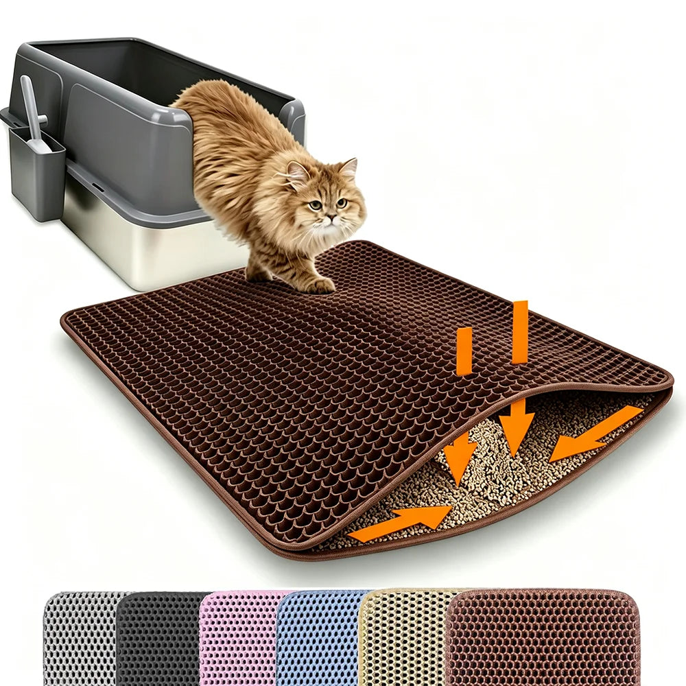 Cat Litter Mat Non-Slip Double Layer Big Box Filter Mat for Pets