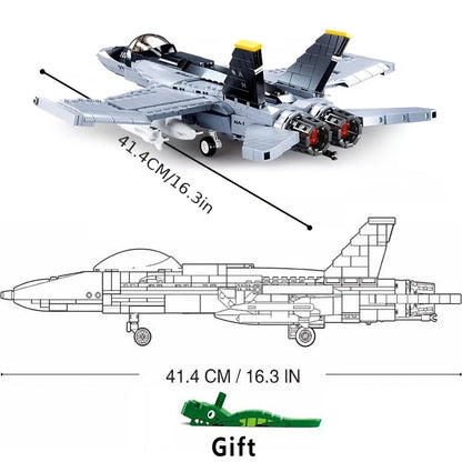 F/A-18E Fighter Jet Building Blocks Modern Military Aircraft Brick Toy Set
