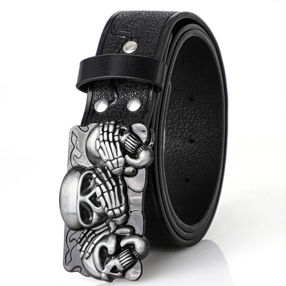 1Pcs PU Belt Skull Waist Punk Fashionable for Men Women Street Style