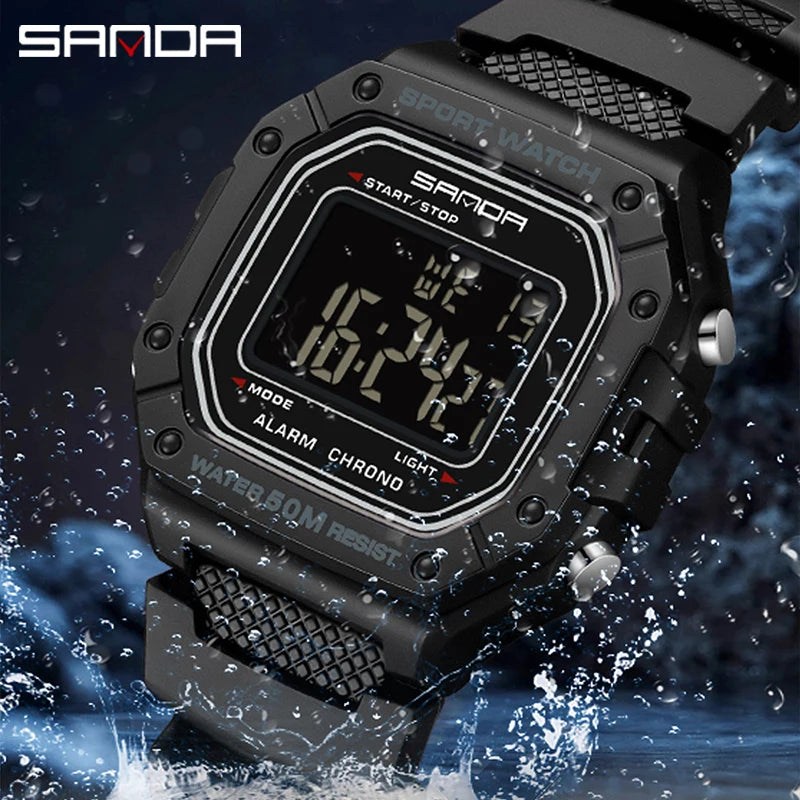 SANDA 2156 Fashion Mens Watch Military Water Resistant Sport Watches Army Big Dial Led Digital Wristwatches Stopwatches For Male-EXPROTAS