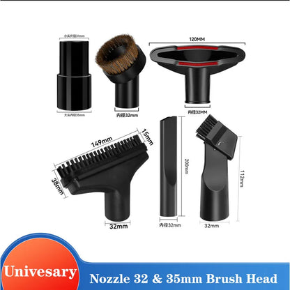 Universal Vacuum Cleaner Brush Nozzle 32 & 35mm Brush Head Cleaning Tool Long Flexible Flat Slim Suction Nozzle Head For Bed