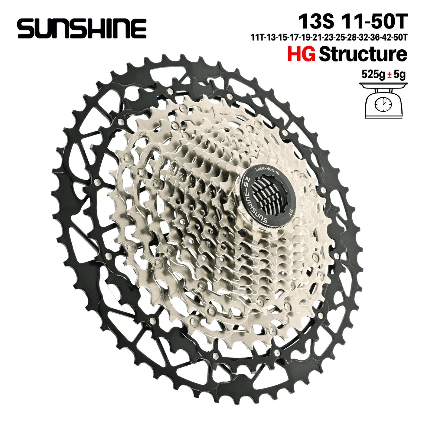 SUNSHINE Ultralight Carbon Steel Bicycle Cassette 9/10/11/12/13 Speed HG Sprocket MTB