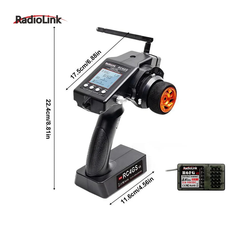 RadioLink RC4GS V3 2.4G 4CH 5CH 7CH 400M Distance Remote Controller Transmitter  R6Fg Gyro Inside Receiver for RC Car Boat-EXPROTAS