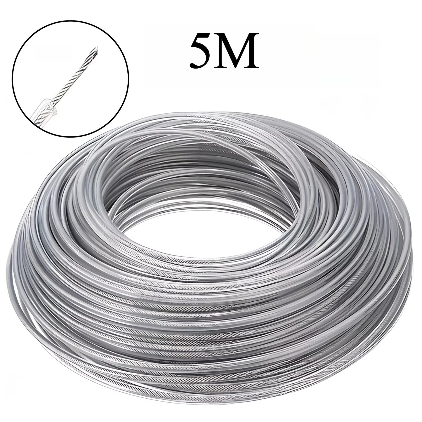 Grass Cutting Rope 15M Steel Wire Trimmer Line Nylon Garden Strimmer