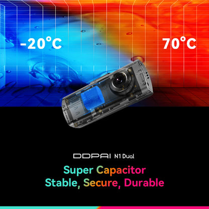 DDPAI N1 Dual Dash Cam 1296P Front & Rear NightVIS App Control