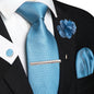 Men's Plaid Tie Clip Set with Pocket Square Cufflinks Wedding Accessories