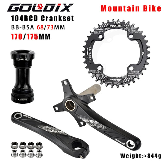 GOLDIX MTB Crankset 104BCD 170mm w/ 32T–38T Chainring & Bottom Bracket