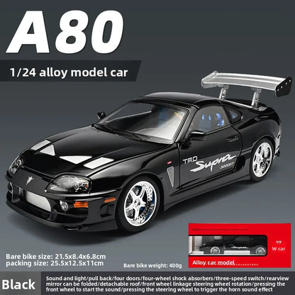 1:24 Fast & Furious Supra Alloy Diecast Sports Car Model, Pull Back Toy with Light & Sound Collectible Gift for Car Fans