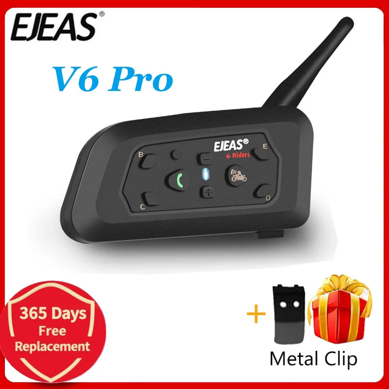 Bluetooth Motorcycle Helmet Intercom Headset 1200m Waterproof for 6 Riders