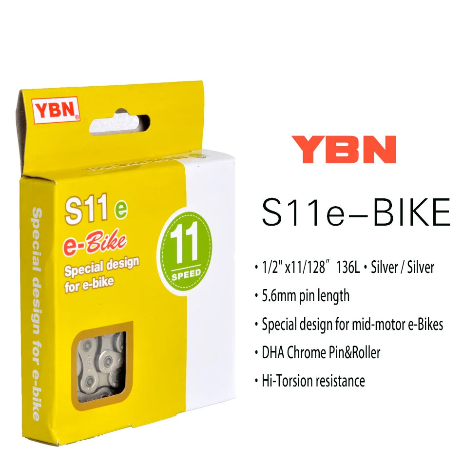 E-Bike Chain YBN 8/9/10/11/12 Speed for Bosch Shimano Mid-Motor Systems