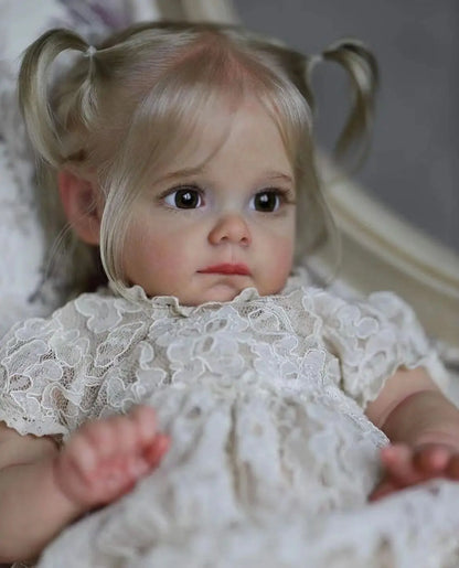 60CM Maggie Handmade High Quality Soft Vinyl Silicone Reborn Toddler Detailed Lifelike Hand-rooted hair Collectible Art Doll-EXPROTAS