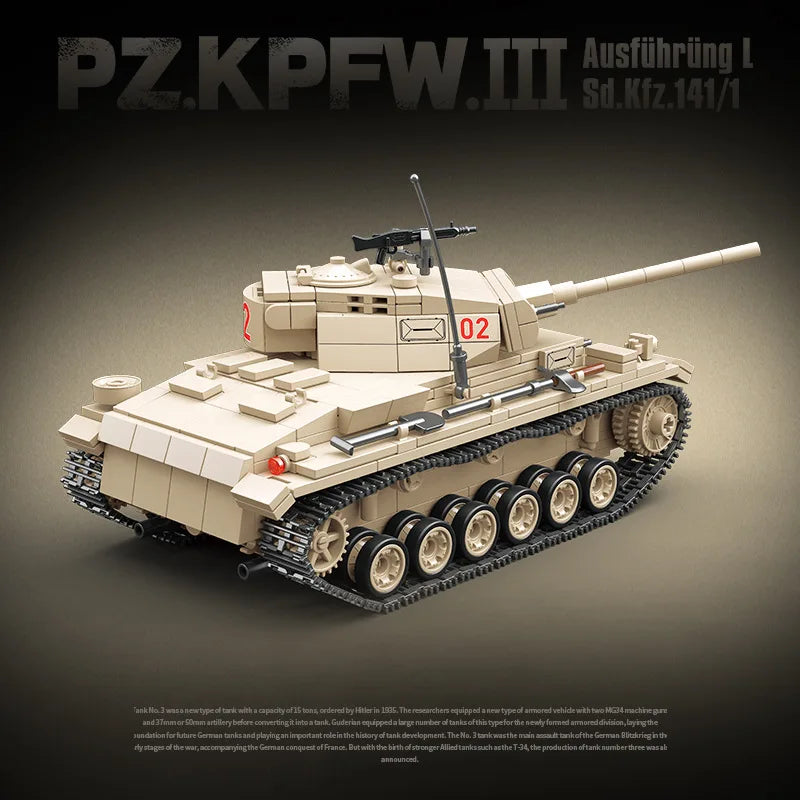 WW2 German Panther Panzer III Tiger I Tank Building Blocks Military Brick Set