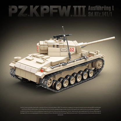 WW2 German Panther Panzer III Tiger I Tank Building Blocks Military Brick Set