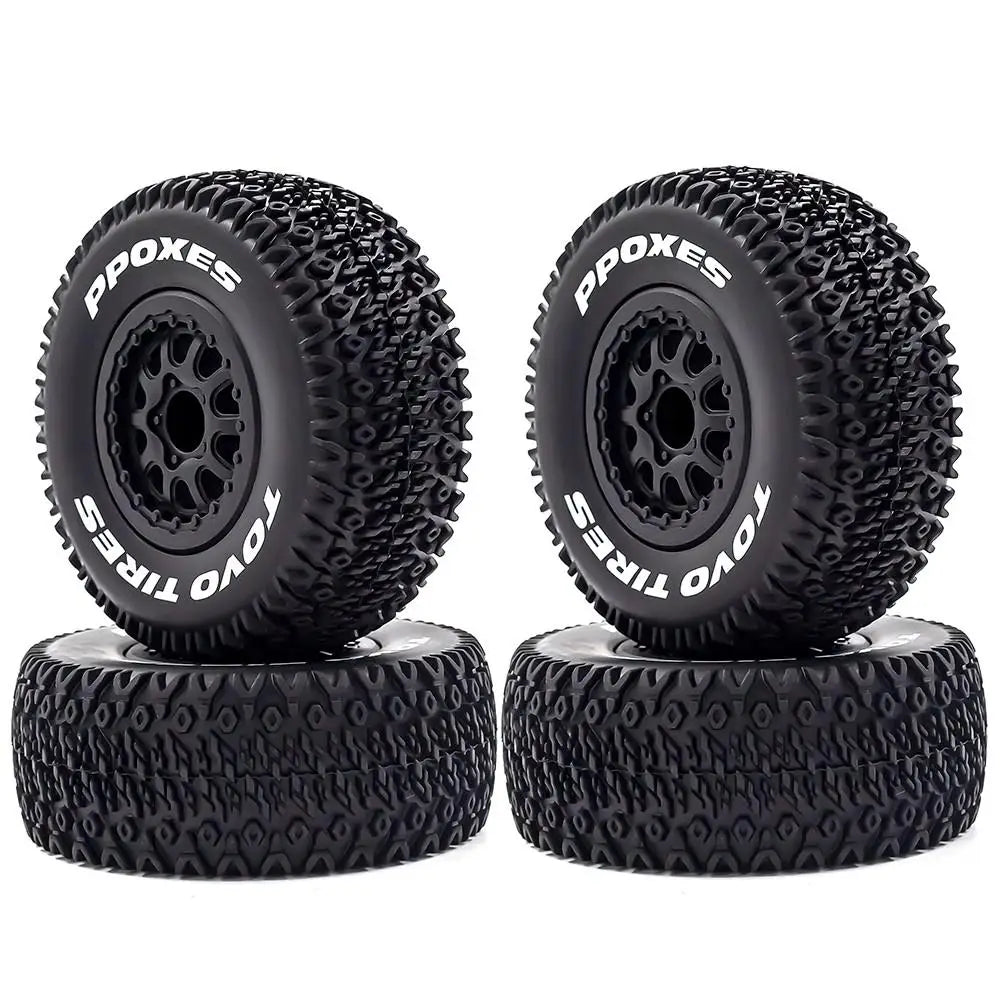 4Pcs 112mm Truck Tires Tyre 1/10 Short Course RC Wheels 12mm Hex Arrma