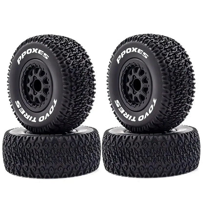 4Pcs 112mm Truck Tires Tyre 1/10 Short Course RC Wheels 12mm Hex Arrma