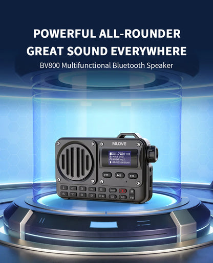 MLOVE BV800 Super-Portable Bluetooth Speaker with FM Radio,LCD Screen Display, Antenna, AUX Input, USB Disk, TF Card, MP3 Player-EXPROTAS