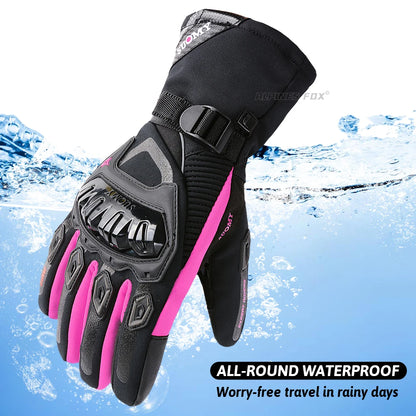 SUOMY Winter Motorcycle Gloves Waterproof Warm Pink Purple Riding Gloves for Women