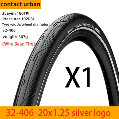 Continental Contact Urban Tyre 16/20 Inch Wire Bead Reflective BMX Folding Bike